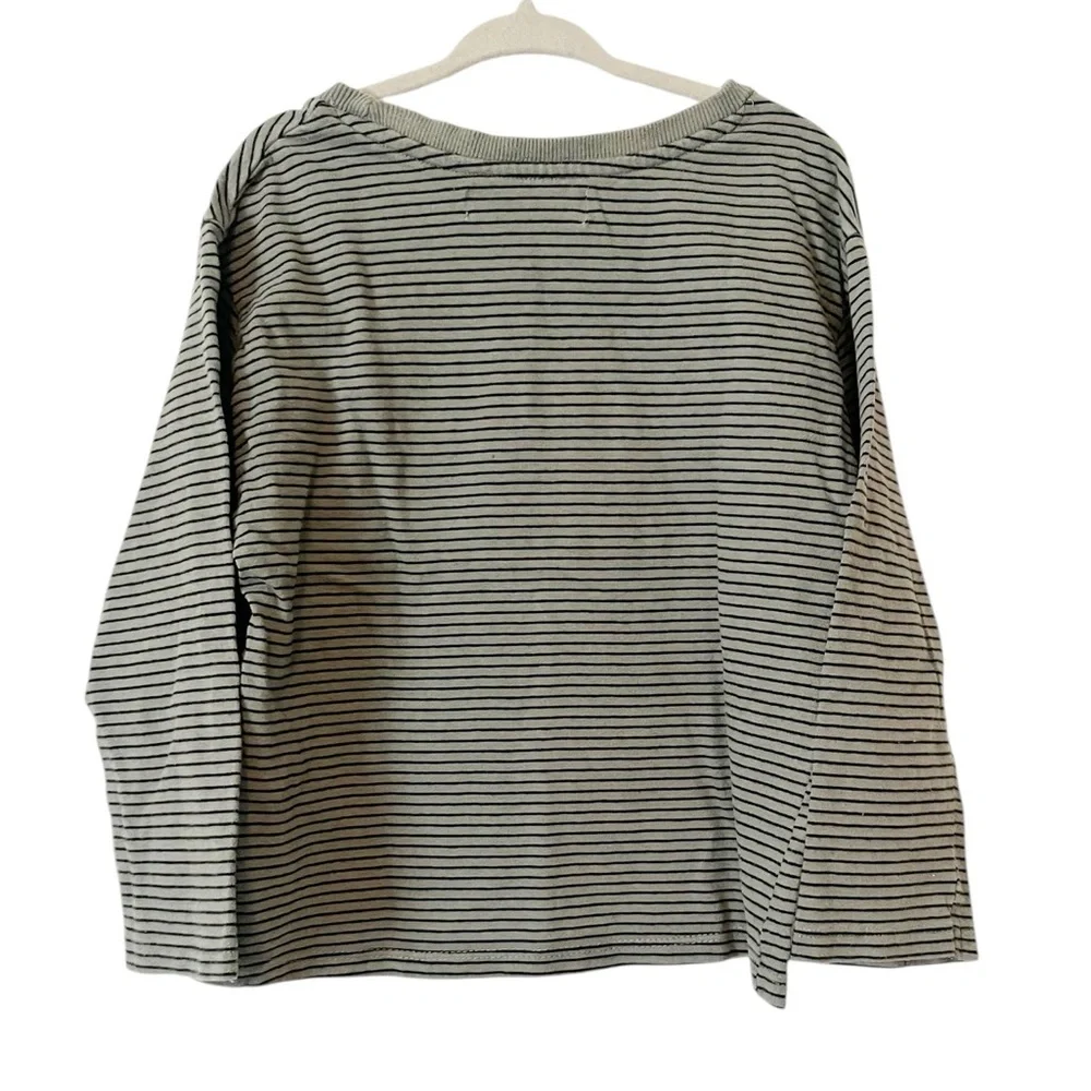 Zara Kids Black and Green Striped Crewneck Long Sleeve‎ Top Size 6 Boys